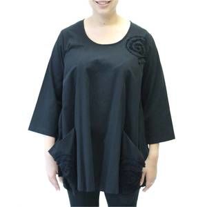 NEW MODESCE hand painted cotton swirl swing tunic in black